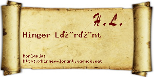 Hinger Lóránt névjegykártya